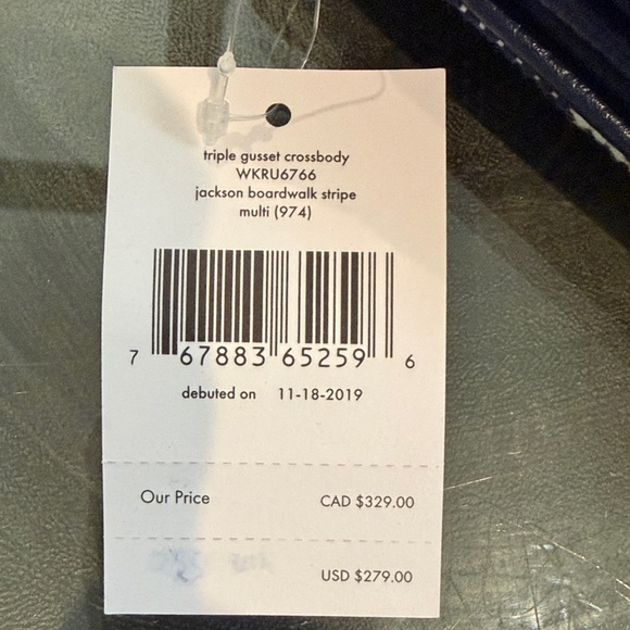 NWT Kate Spade Triple Gusset Crossbody in Jackson Boardwalk Stripe - Picture 2 of 10